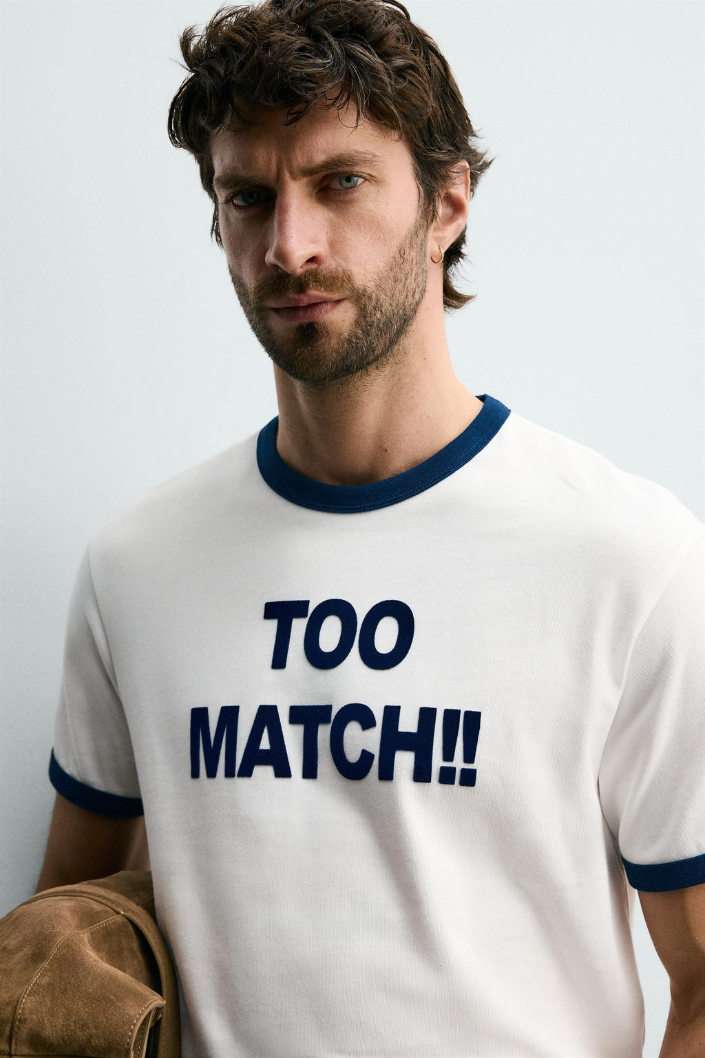 CAMISETA RIB CONTRASTE TEXTO / Blanco roto - Zara фото 6