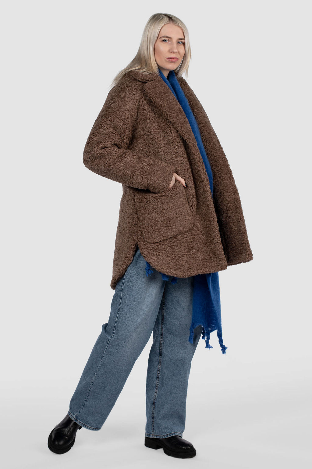 02-3195 Пальто женское утепленное (пояс) - El podio фото 6