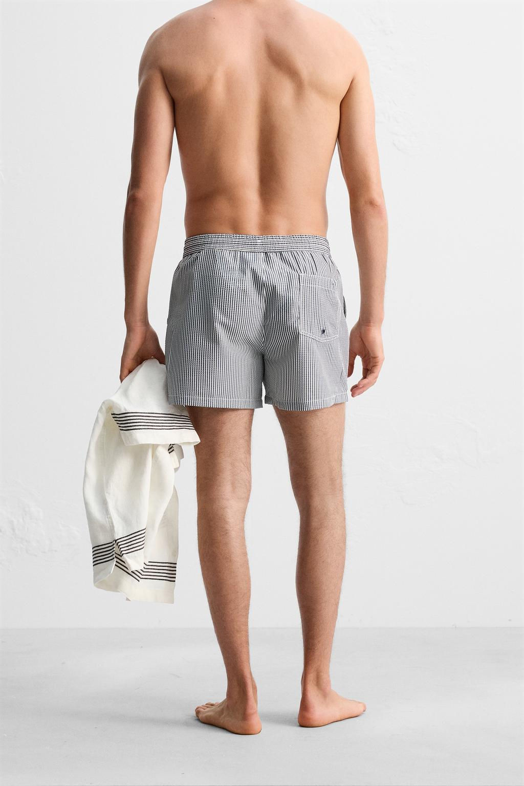 SEERSUCKER MID-LENGTH SWIMMING TRUNKS - Zara фото 24