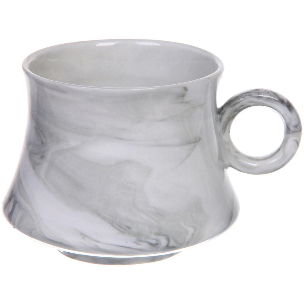 Чайная пара "Мрамор" (кружка 200мл+блюдце), серая