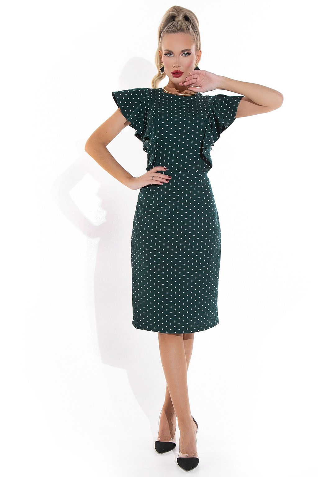 Платье Барселоника (горох изумрудный) - Эльза фото 5