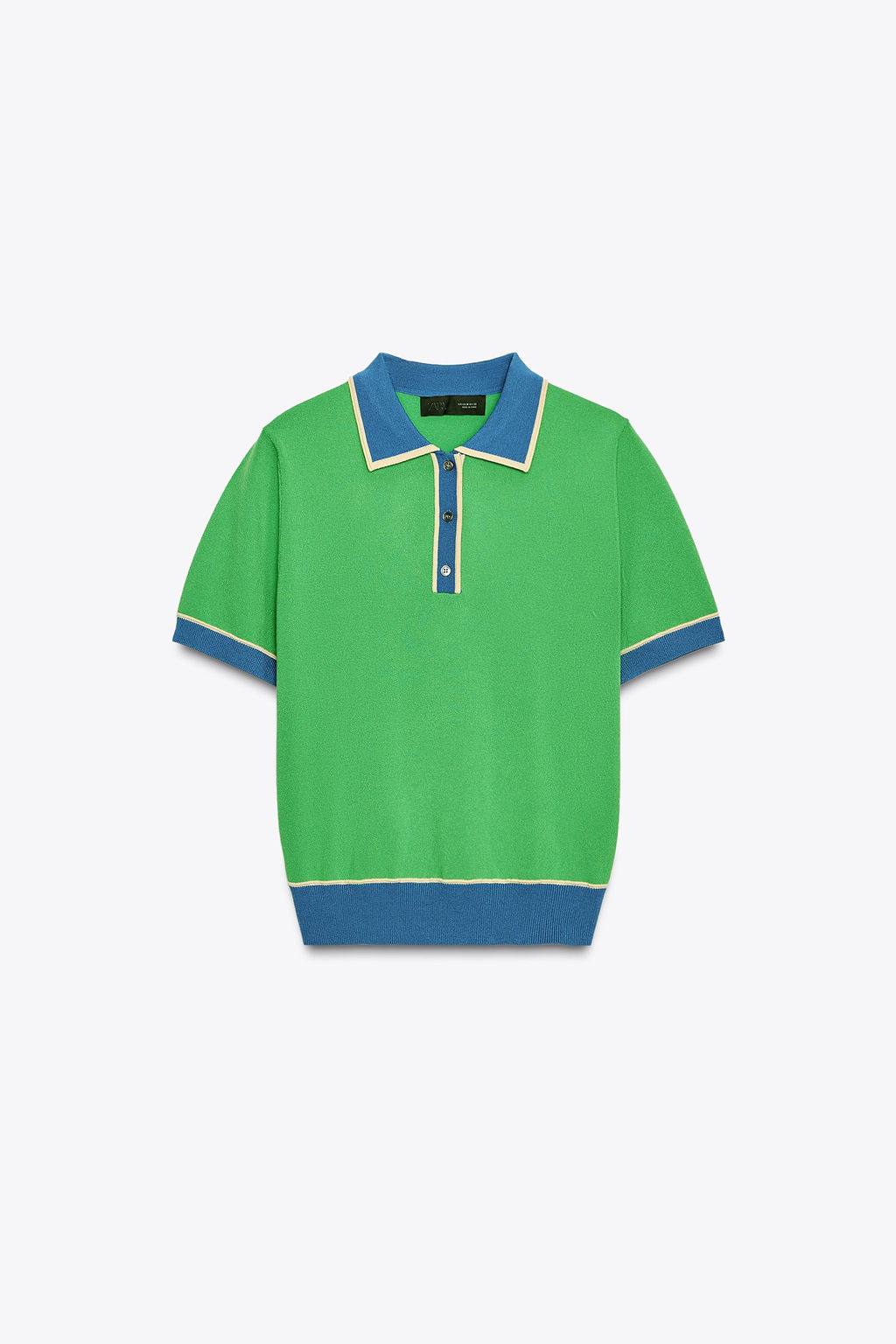 CONTRAST KNIT SHORT SLEEVE POLO TOP - Zara фото 4