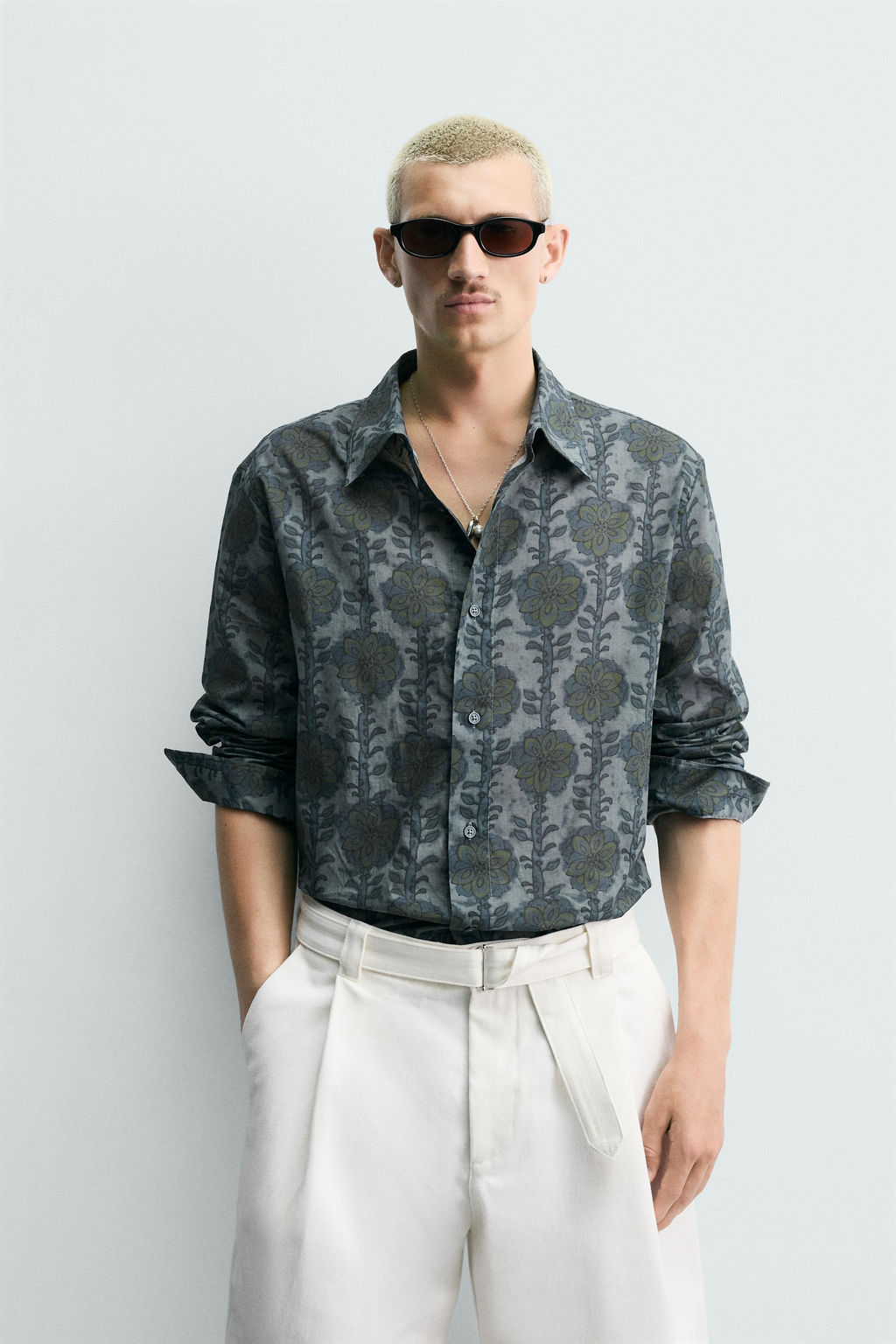 CAMISA RELAXED FIT ESTAMPADO FLORAL / Verdes - Zara фото 2