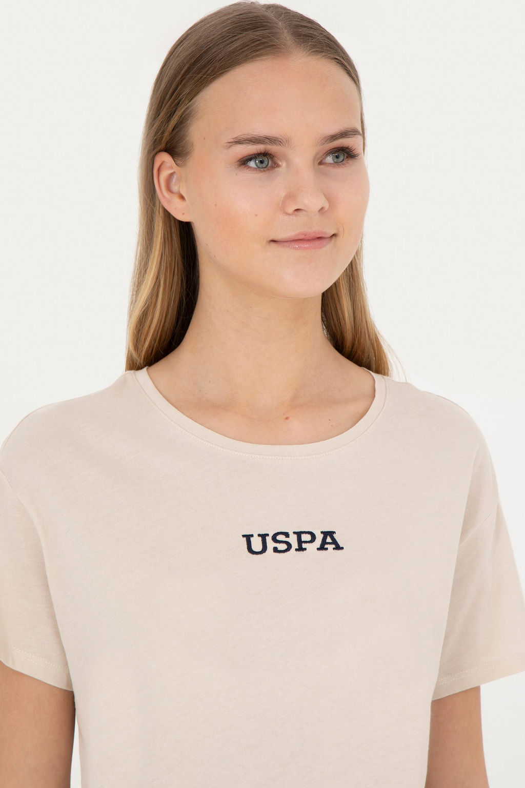 Женская кремовая футболка с круглым вырезом - U.s. polo assn фото 16