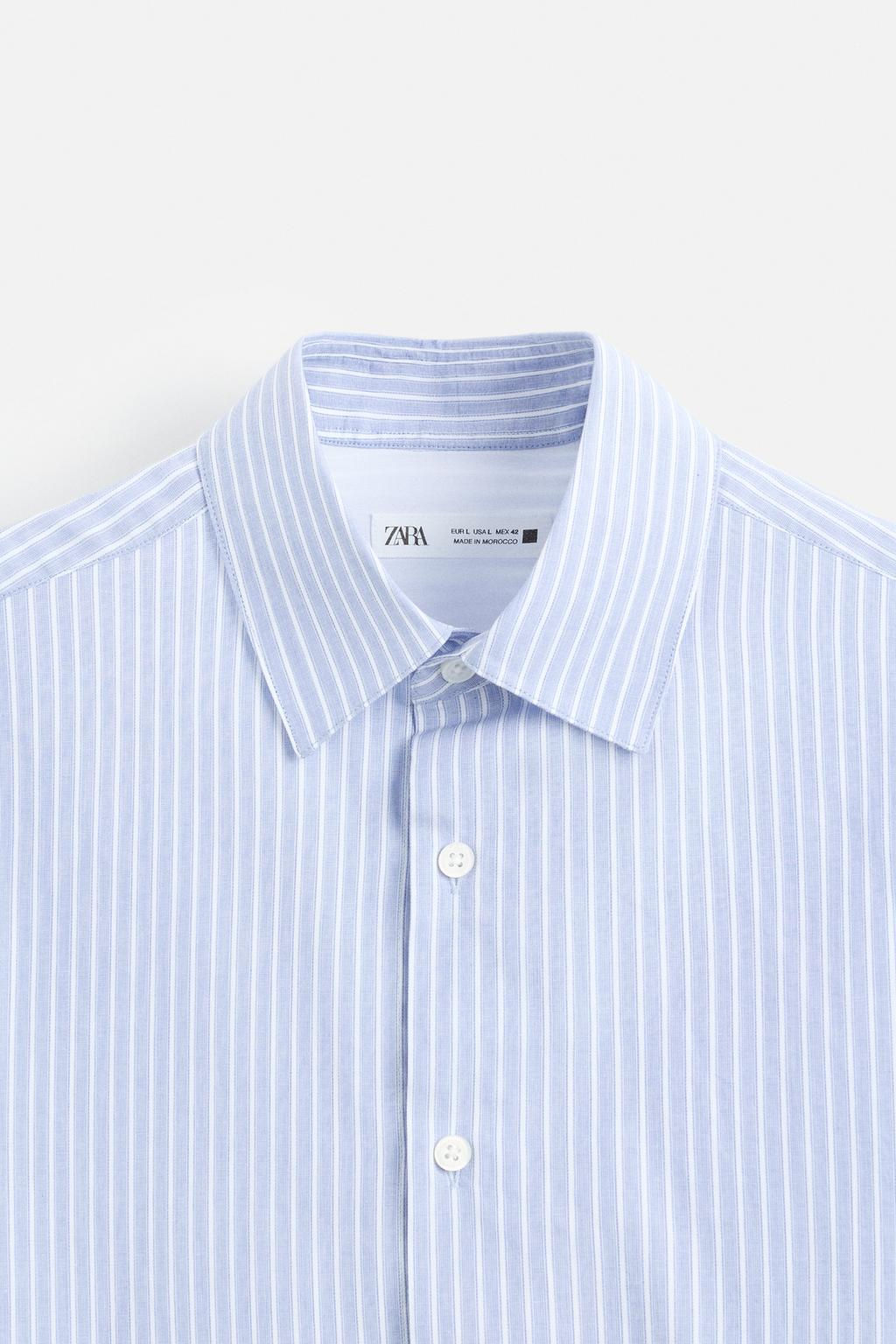 STRIPED SHIRT WITH CONTRAST COLLAR - Zara фото 9
