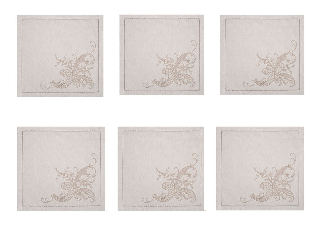 01с-44ЯК Салфетка 45*45 "Кружева" цв. бежевый (по 6 шт