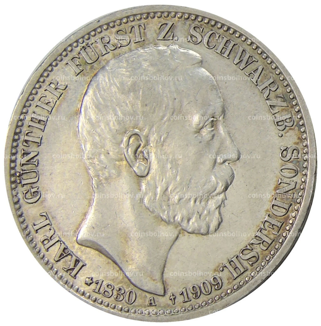 3 марки 1909 года A Германия (Шварцбург-Зондерсгаузен)  Смерть Карла Гюнтера