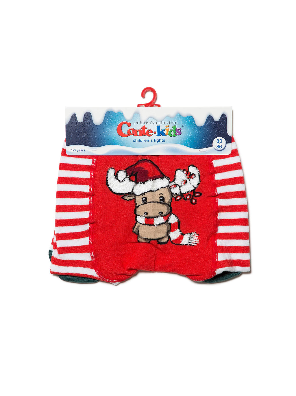 Conte-Kids Новогодние колготки Рудольф с пушистой нитью красный - Conte elegant фото 3