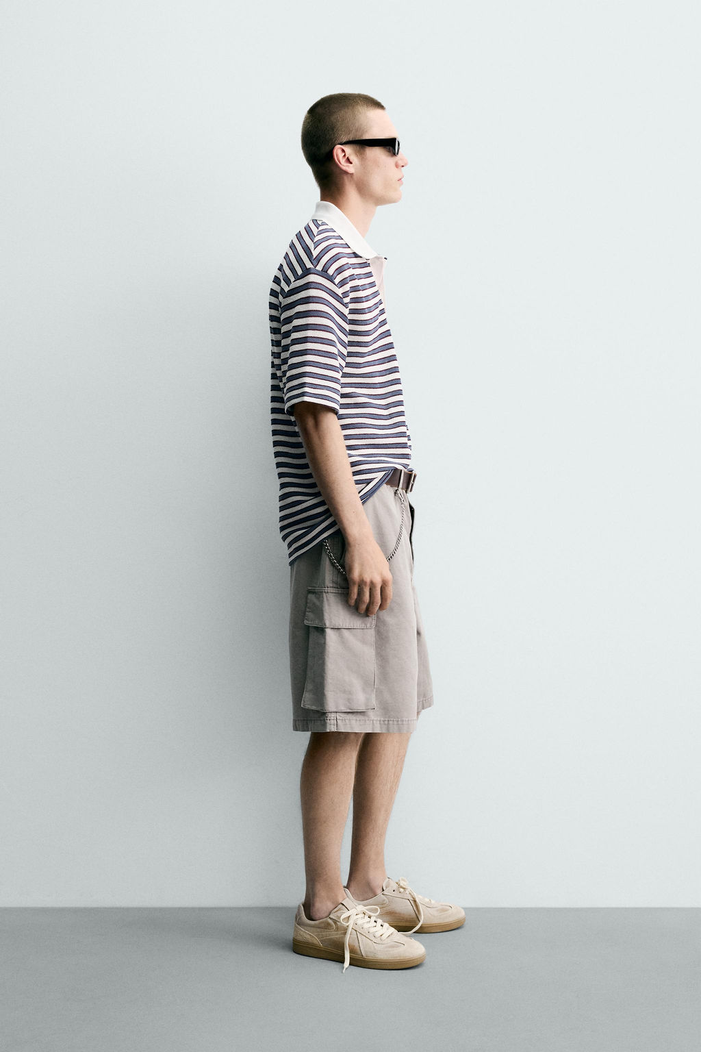 POLO JACQUARD RAYAS BORDADO / Azul / Blanco - Zara фото 4
