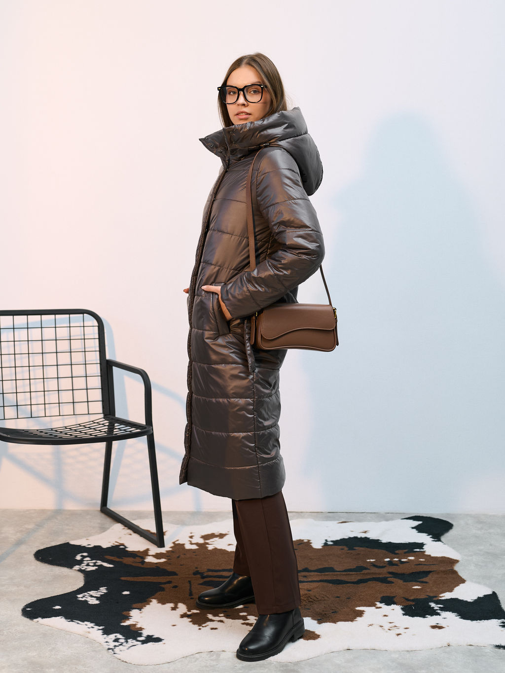 Пальто демисезонная "Анель" коричневый