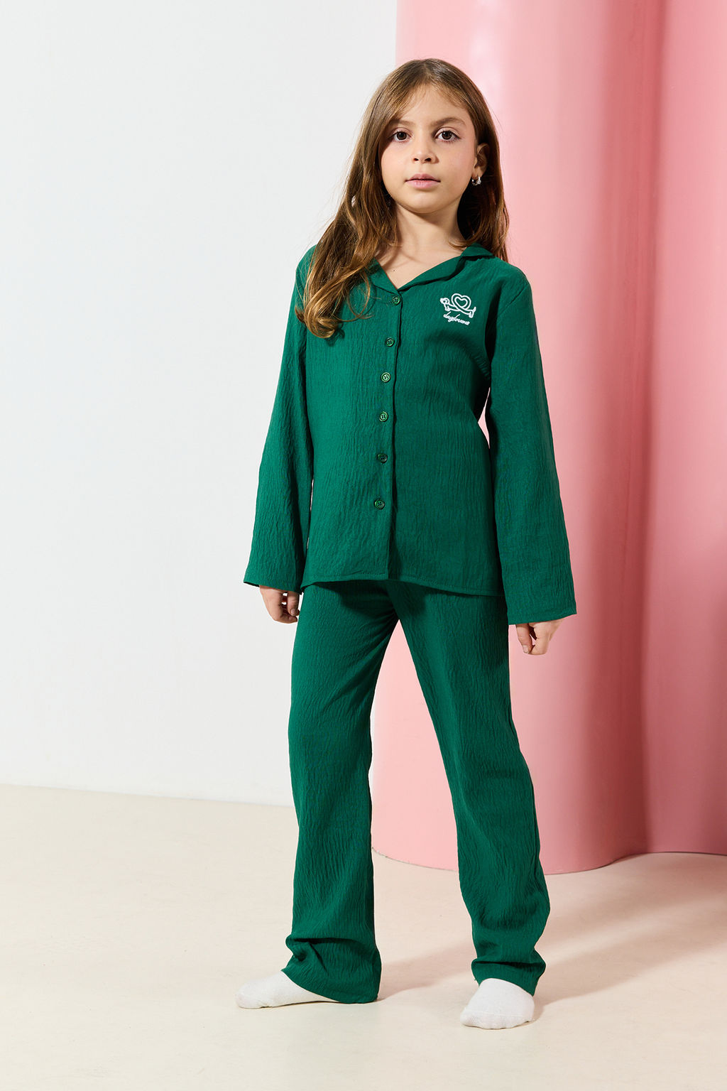 Zumrut Yesili K?z Cocuk Desenli Mini Me Anne K?z PIjama Tak?m? - Trendyolmilla фото 2