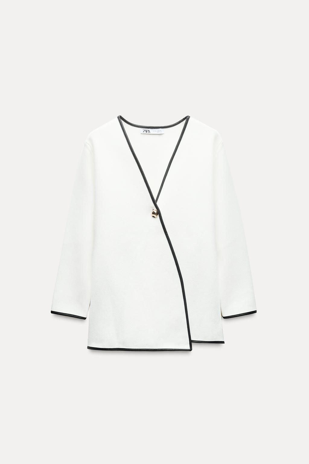 CONTRAST TRIM DOUBLE-BREASTED BLAZER - Zara фото 2