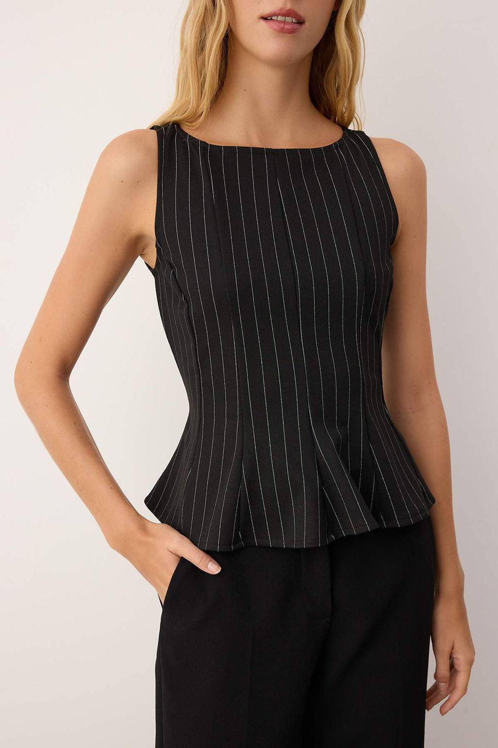 Kahverengi Peplum/Belden Oturmal? Kay?k Yaka Esnek Orme Bluz TWOAW26BZ00229 - Trendyolmilla фото 7