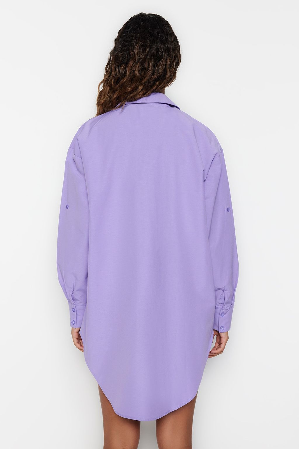 Plaj Giyim Lila Dokuma Maxi Gomlek TBESS22GO0664