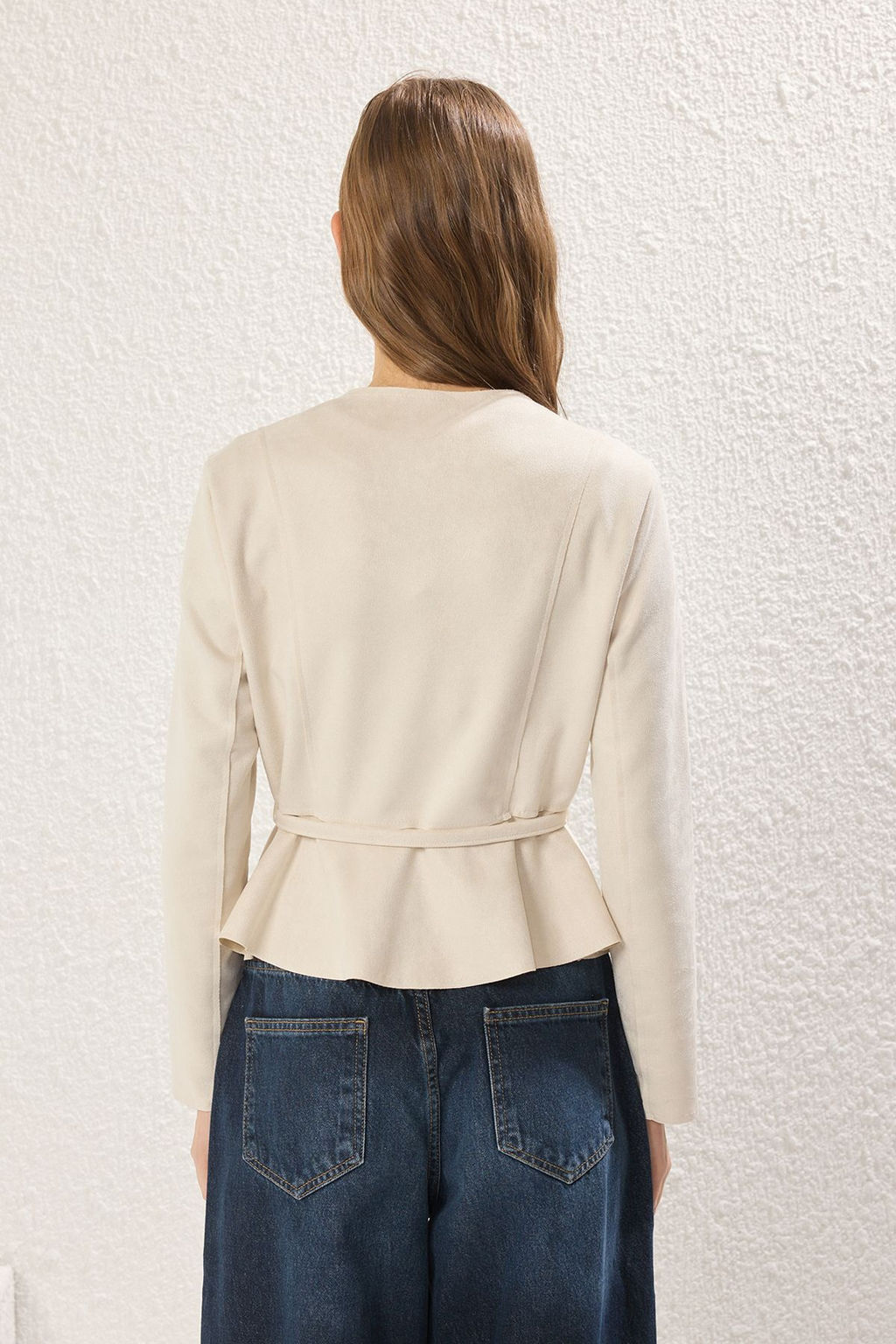 Ekru Regular Kusakl? Suet Ince Ceket Mont TWOSS25MO00043 - Trendyolmilla фото 4