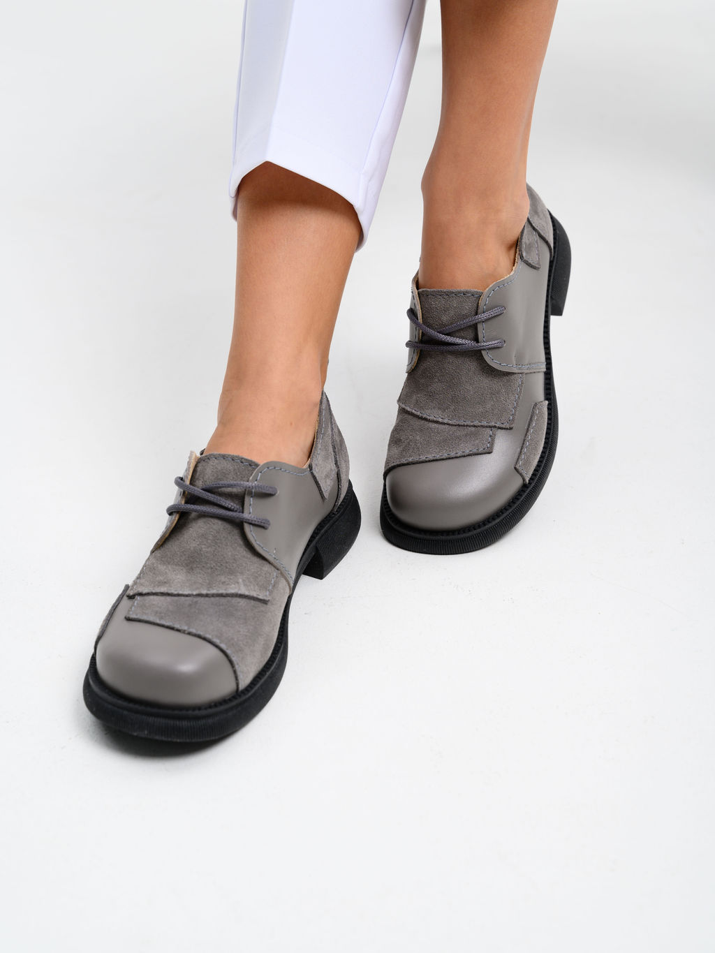 Полуботинки туфли EDART 205.патриция bl. Серый замок замша+серый игуана фото 13