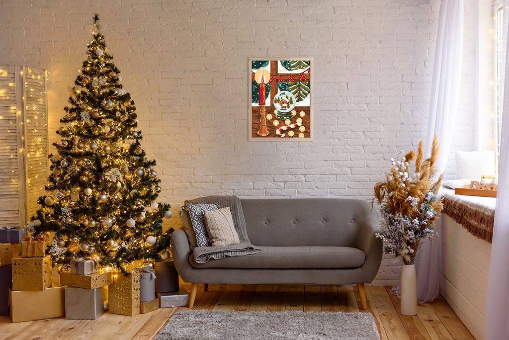 ФРЕЯ PNB/PMC-065 Набор для раскрашивания по номерам ( цветной холст ) 40 х 30 см Рождество у окна