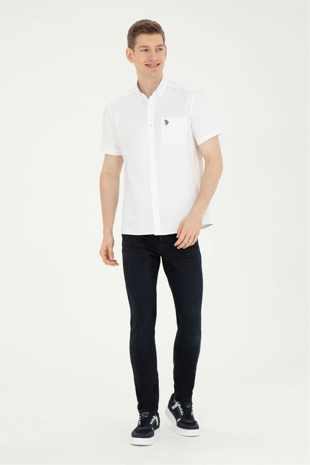 Мужская белая рубашка с коротким рукавом Неожиданная скидка в корзине - U.s. polo assn фото 4