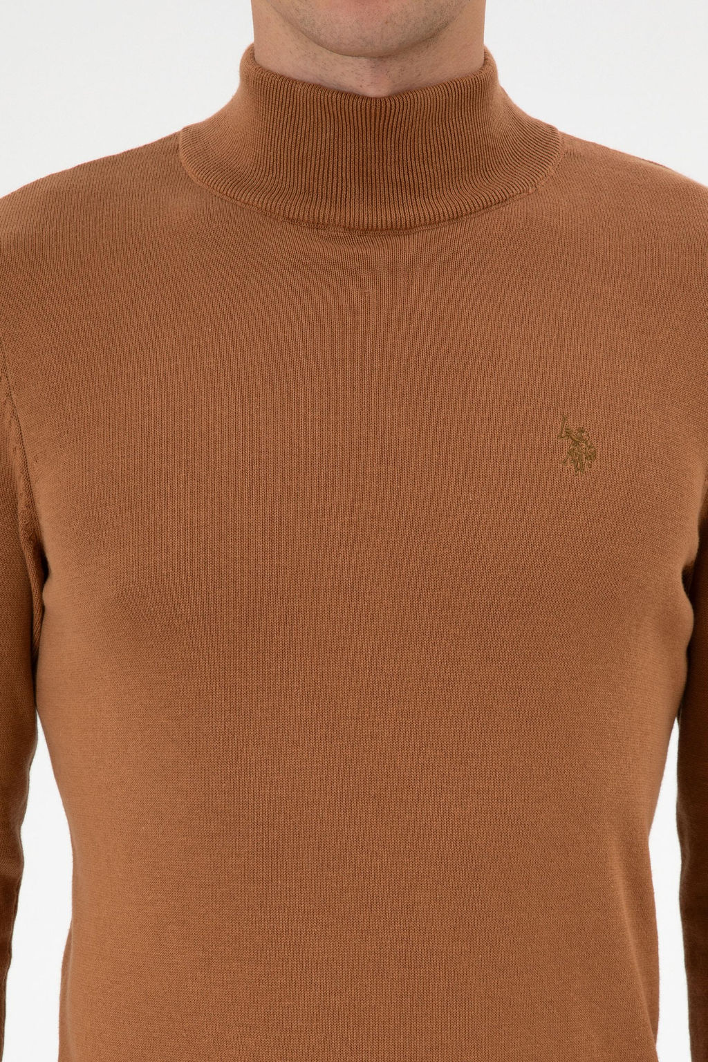 Erkek Slim Fit Bo_azl_ Camel Basic Kazak - U.s. polo assn фото 6