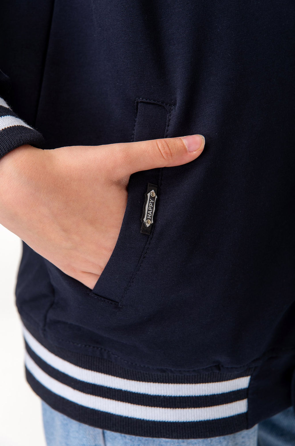 Детский бомбер из футера двухнитки с застежками на кнопках Happyfox