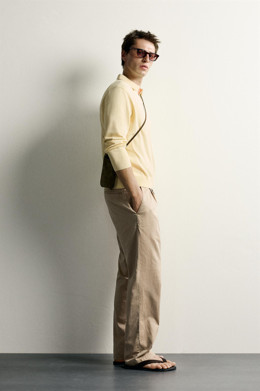 POLO PUNTO REGULAR FIT ALGOD?N - LINO / Amarillo - Zara фото 4