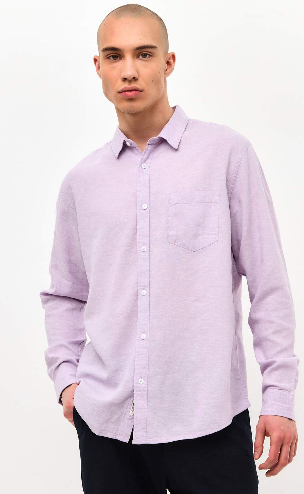 Рубашка д/р лен F111-0450-1 beige