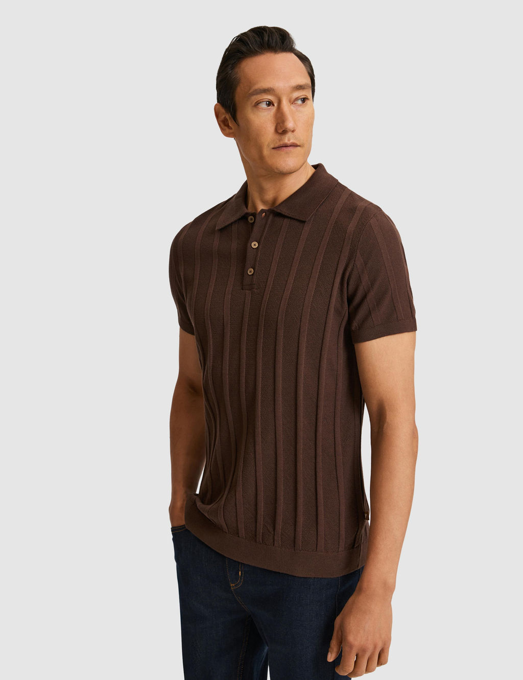 Kahverengi Slim Fit Pamuk Kar___ml_ Polo Yaka Triko T-shirt