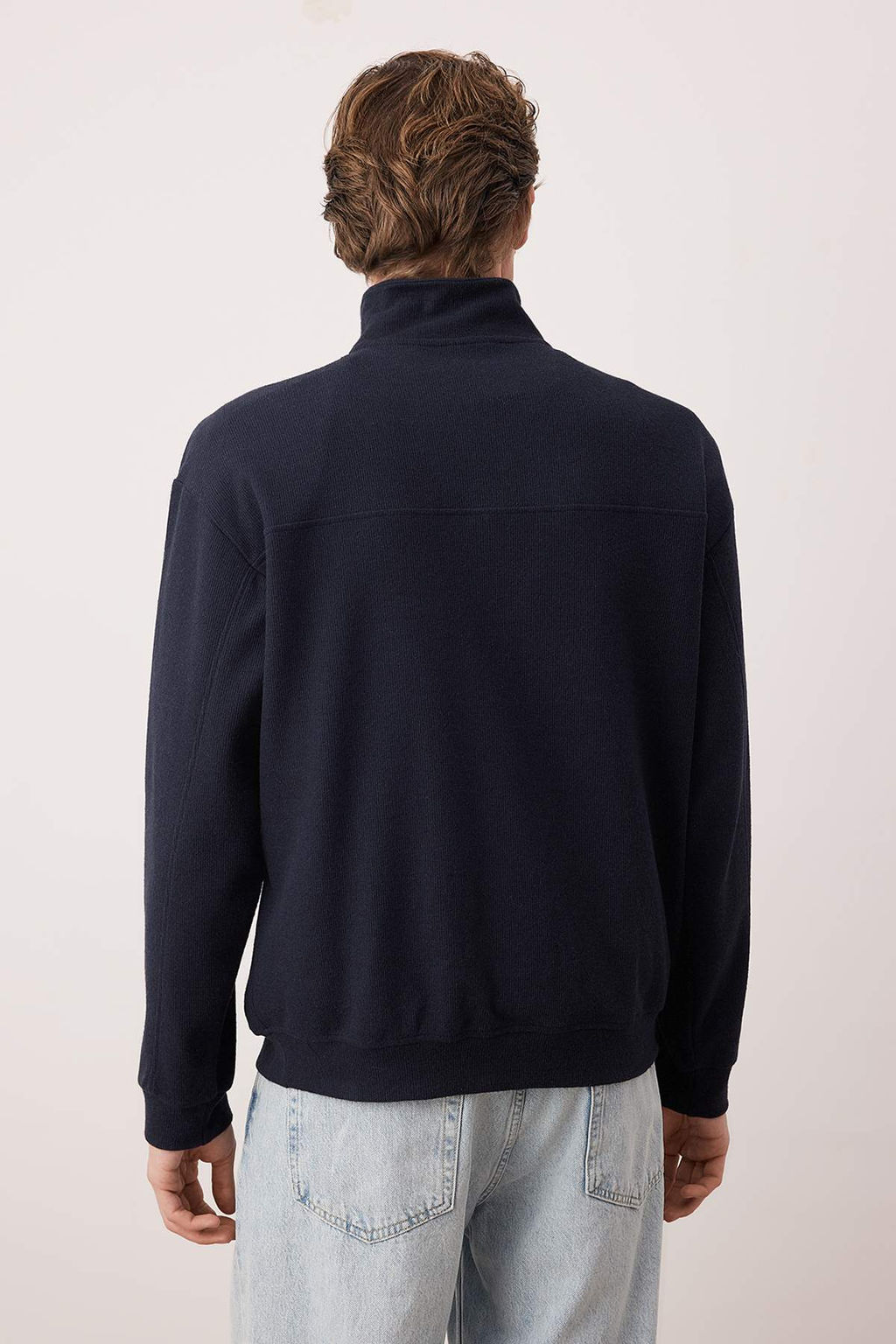 Lacivert Yeni Oversize/Genis Kesim Penguen Nak?sl? Dokulu Dik Yaka Sweatshirt TMNAW26SW00014 - Trendyolmilla фото 14