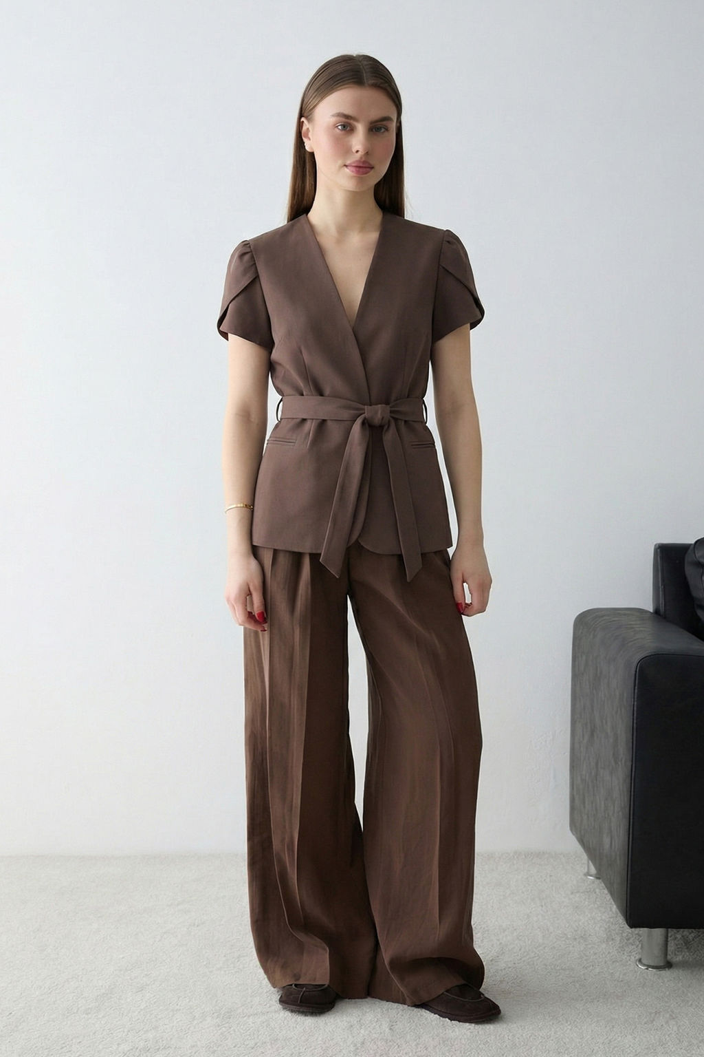 Kahverengi K?sa Kollu Blazer Ceket TWOSS26BC00041 - Trendyolmilla фото 6