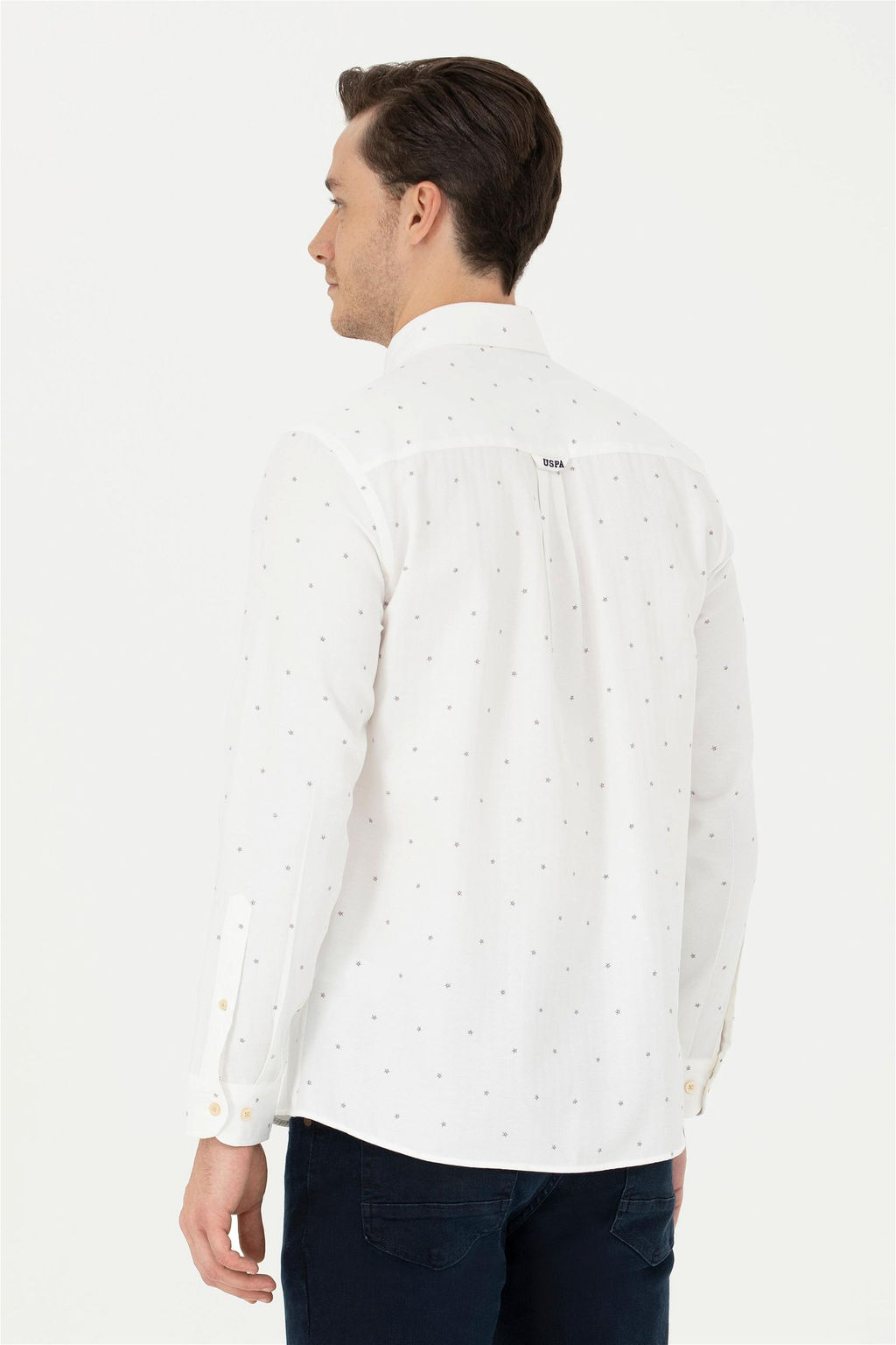 Мужская рубашка с длинным рукавом цвета экрю - U.s. polo assn фото 5