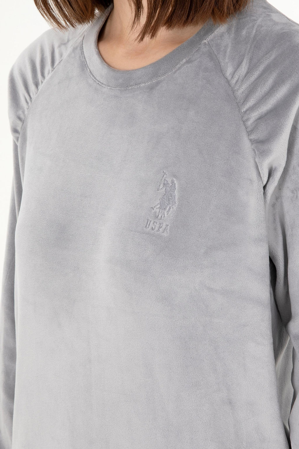 Женский пижамный комплект серого меланжевого цвета - U.s. polo assn фото 7