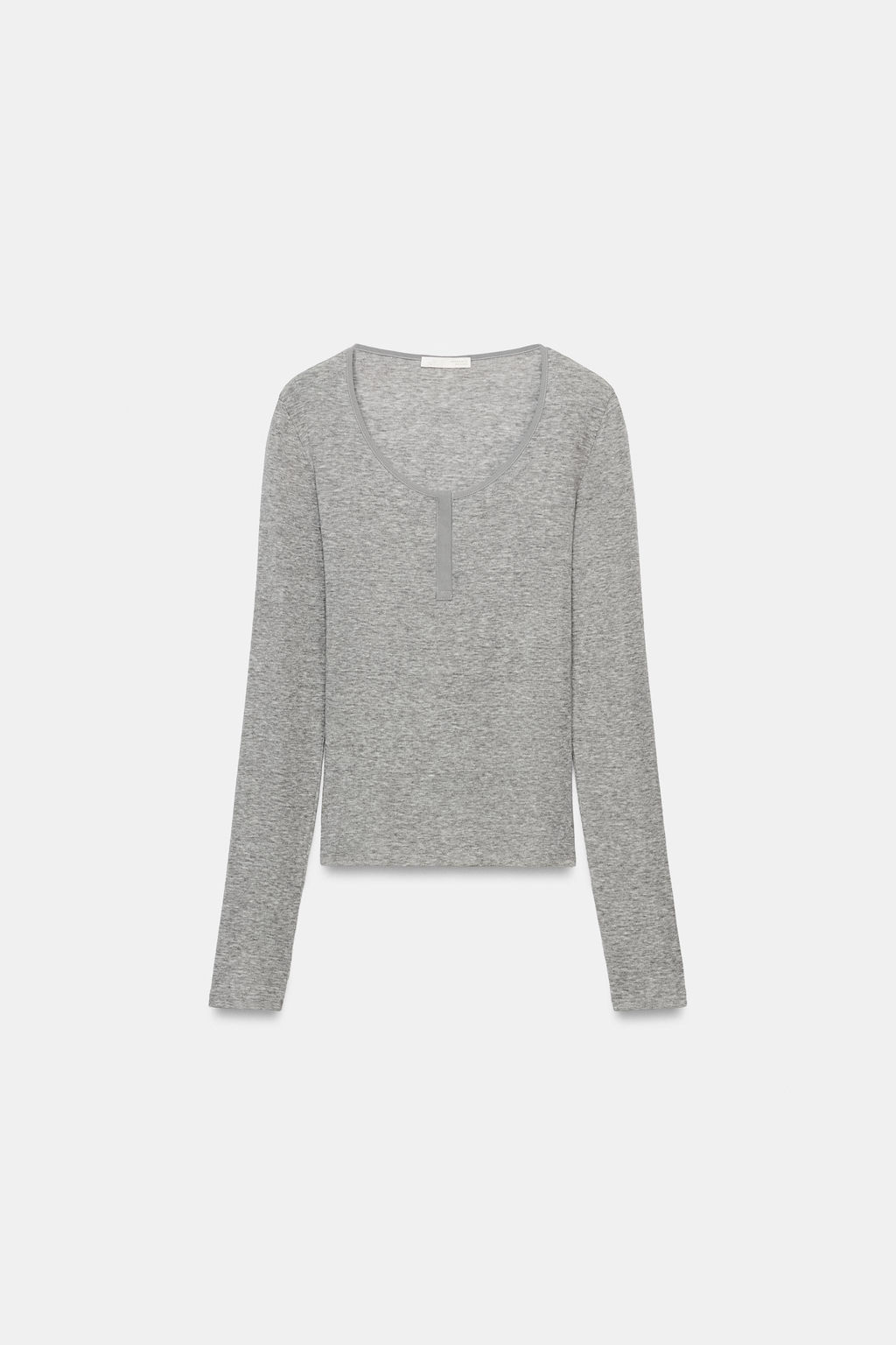 CAMISETA CUELLO PANADERO BOTONES / Gris - Zara фото 4