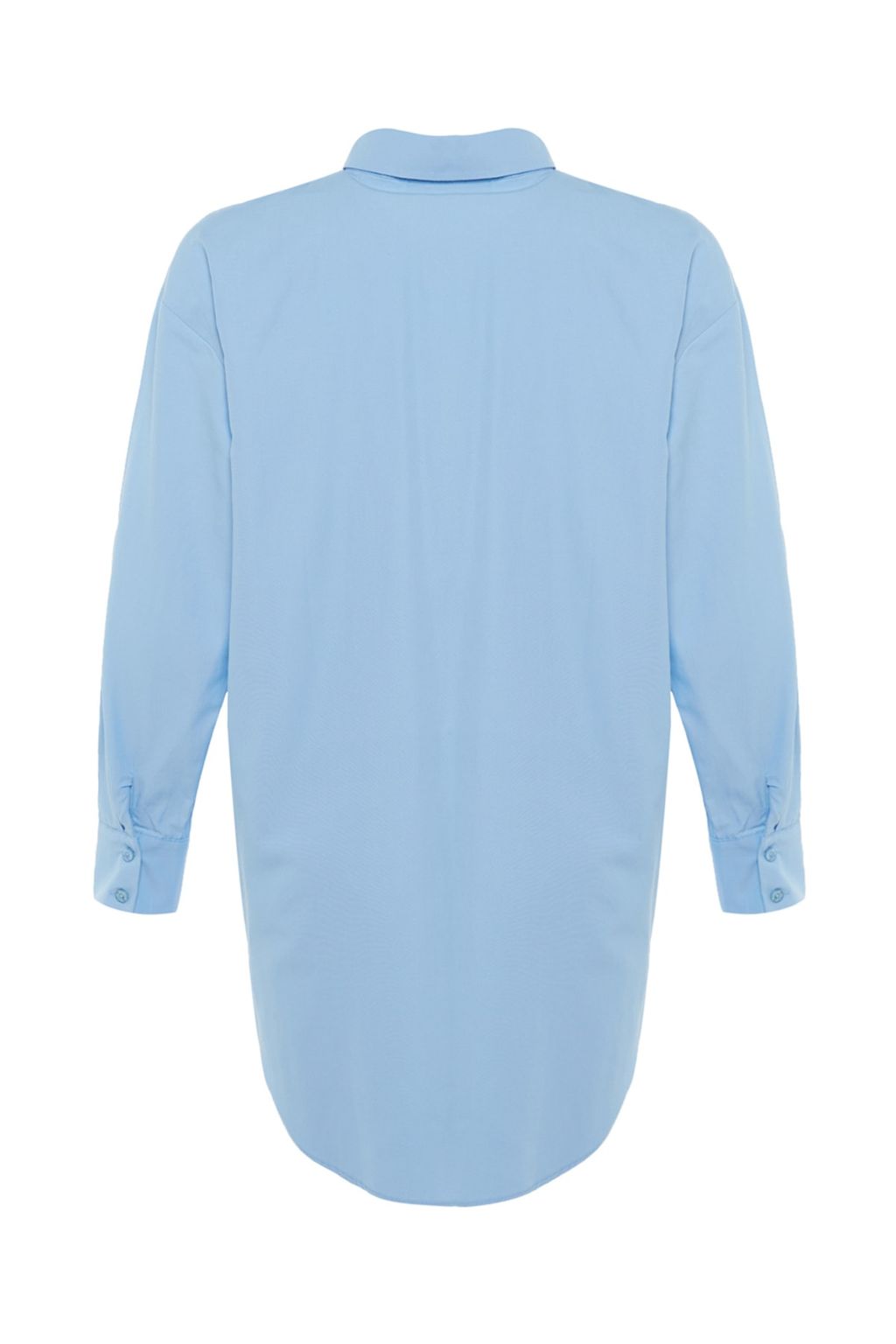 Plaj Giyim Ac?k Mavi Dokuma Maxi Gomlek TBESS22GO0664