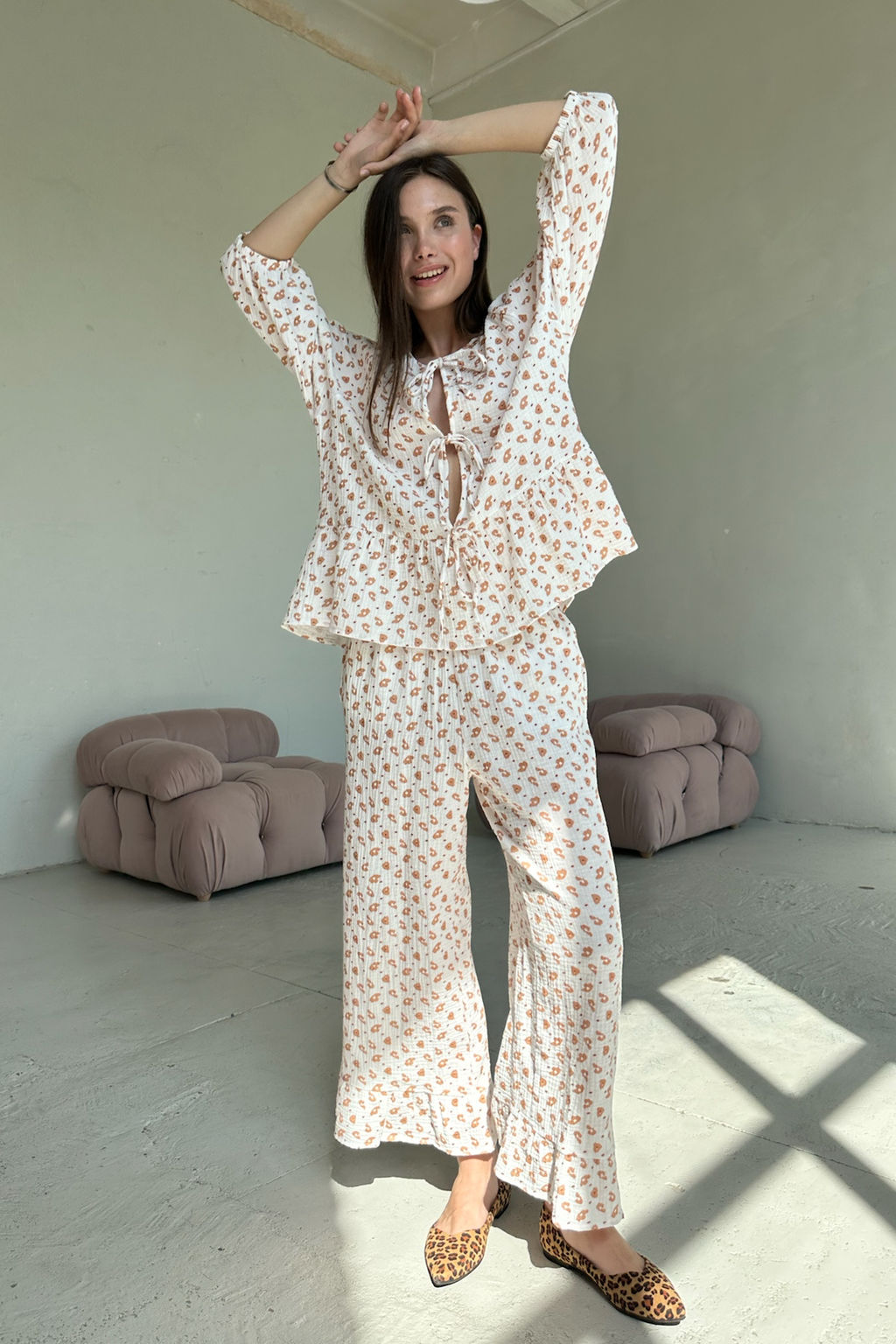 Костюм муслин SET070/05/Белый, бежевый