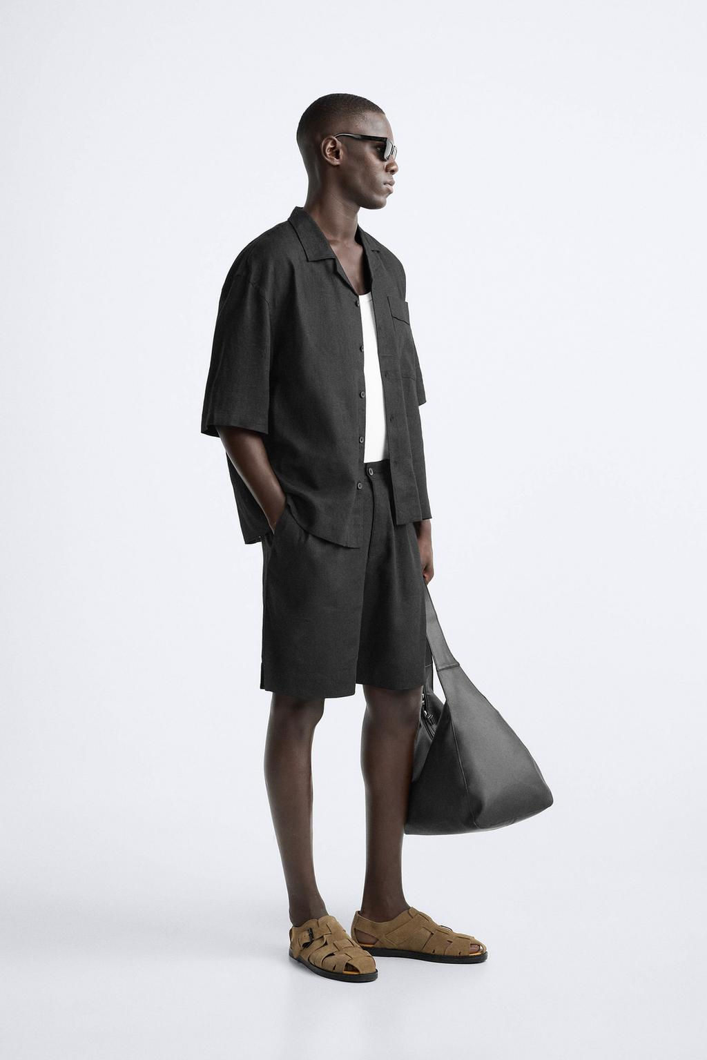 VISKOZ VE KETEN KARISIMLI GOMLEK - Zara фото 5