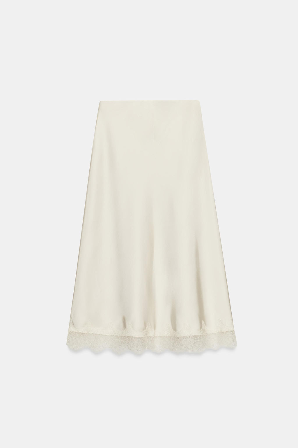LACE TRIM SATIN MIDI SKIRT - Zara фото 10