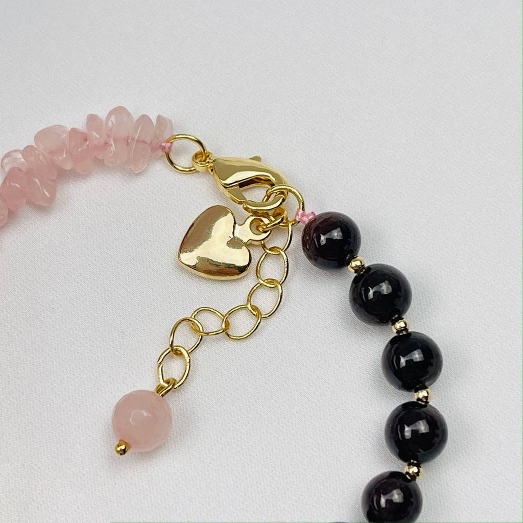 Браслет из Розового кварца и Граната 16 см + - Радуга самоцветов фото 3