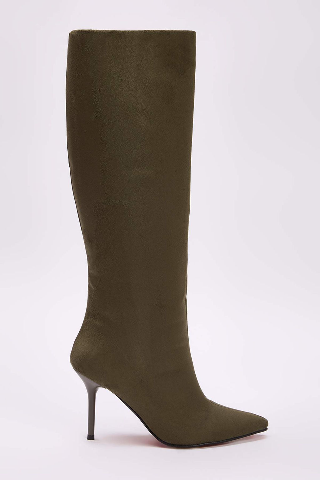 Siyah Suet K?rm?z? Taban Sivri Burun Ince Topuklu Kad?n Cizme TAKAW26CZ00032 - Trendyolmilla фото 7