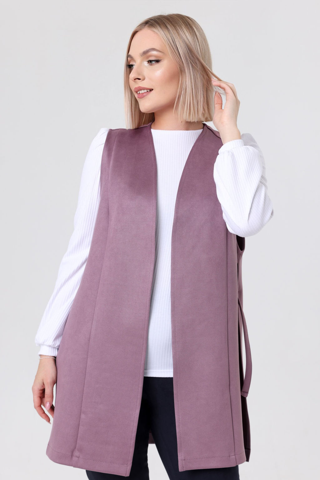 Жилет эко-замша 4241/02/Пыльно-голубой - Rise фото 12