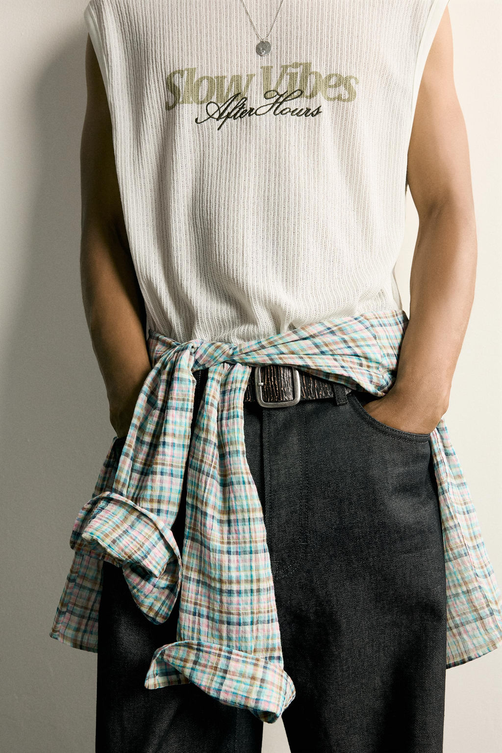 CAMISETA TANK ESTRUCTURA BORDADO COMBINADO / Crudo - Zara фото 5