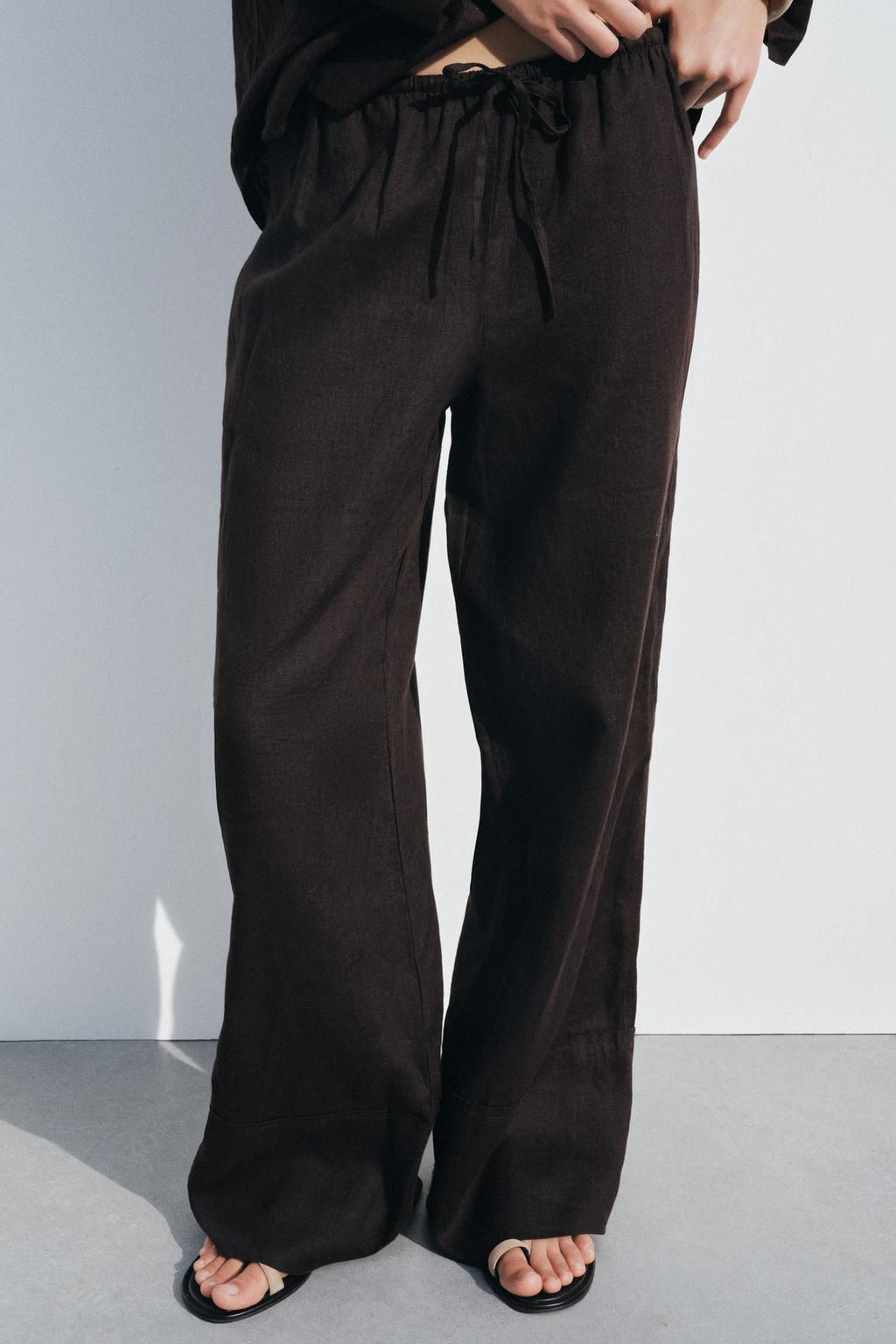 ZW COLLECTION 100% LINEN PALAZZO TROUSERS - Zara фото 12