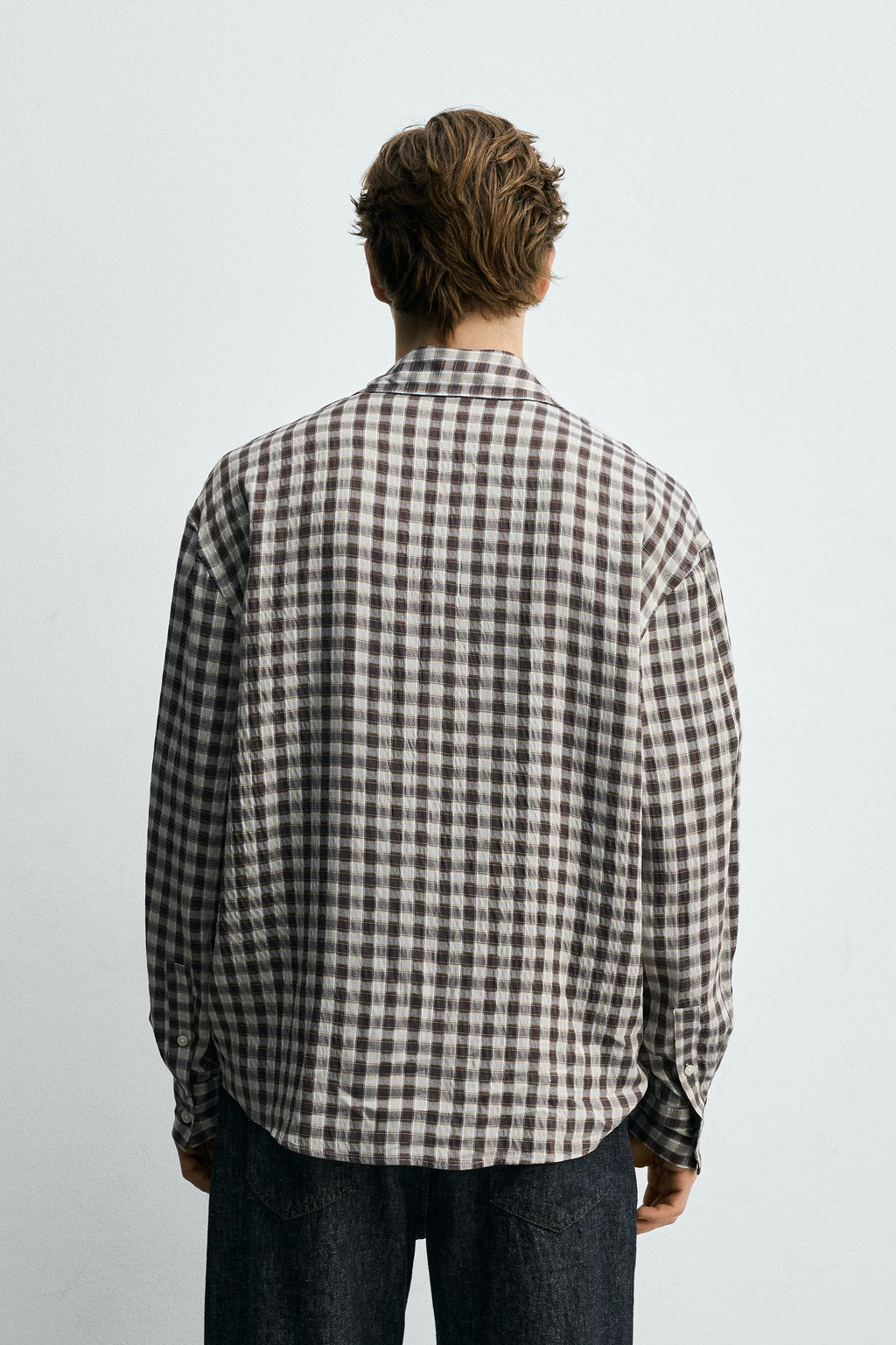 CAMISA FLUIDA CUADROS / Marr?n - Zara фото 3