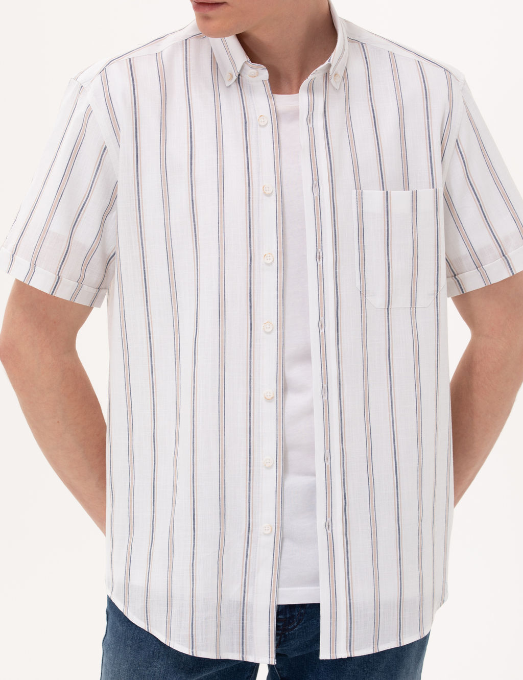 Lacivert Comfort Fit K_sa Kollu G_mlek