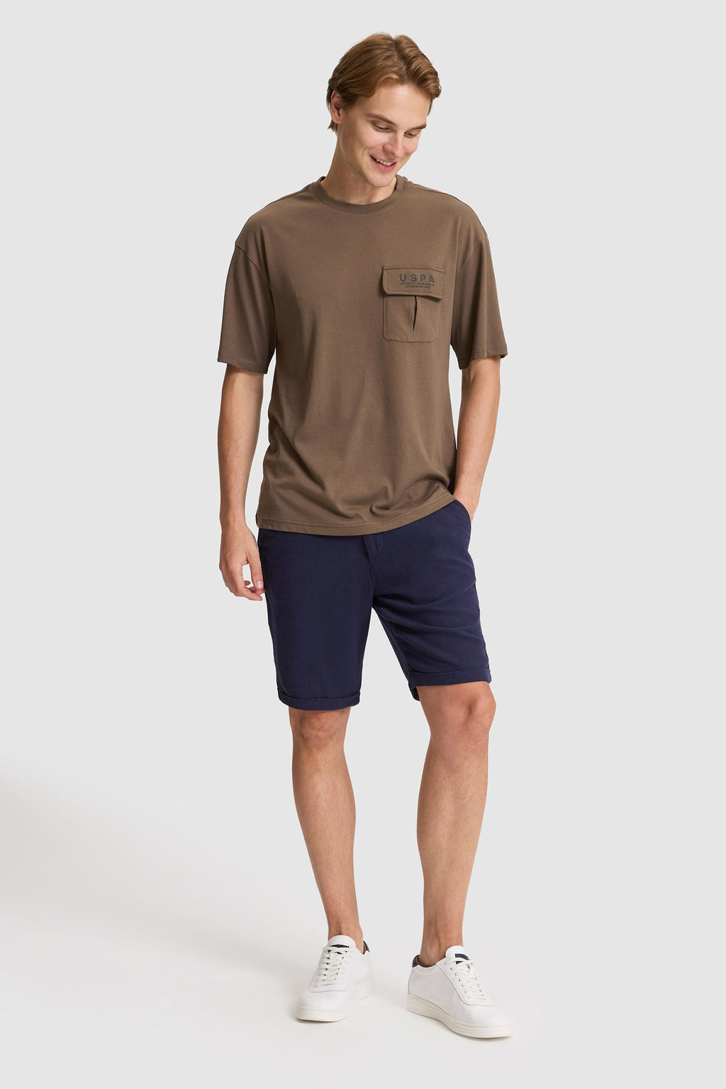 Erkek Kahverengi Comfort Fit Bisiklet Yaka Ti__rt