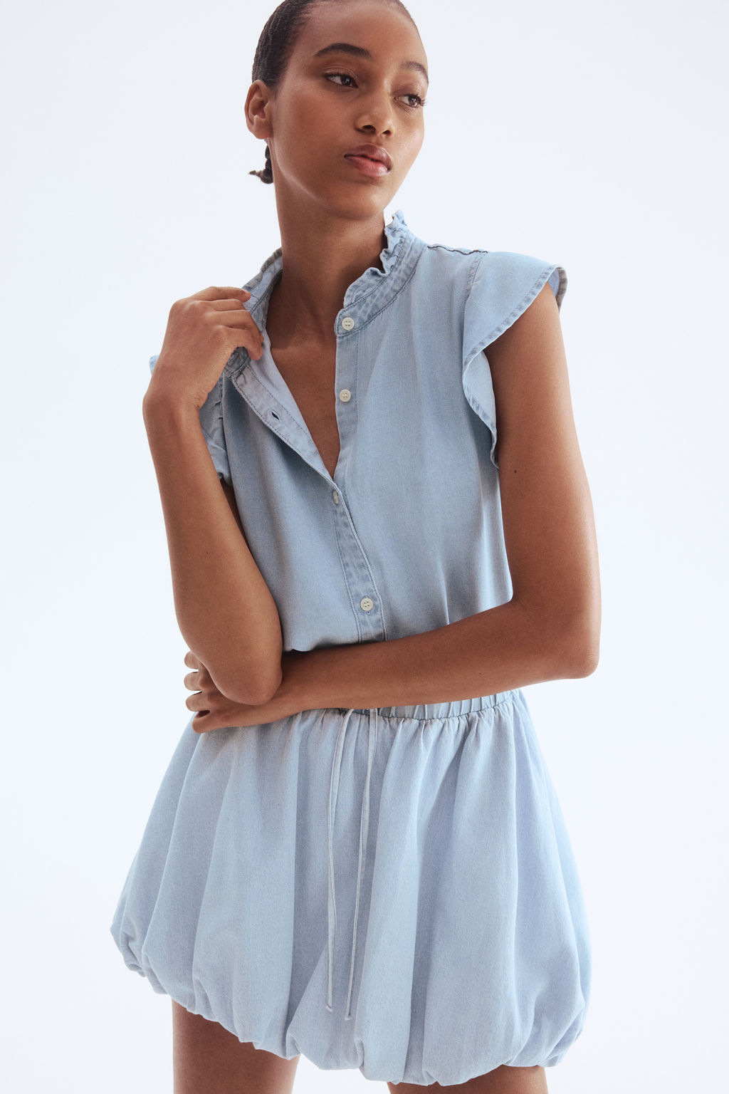 Blusa denim con volantes - H&m фото 2