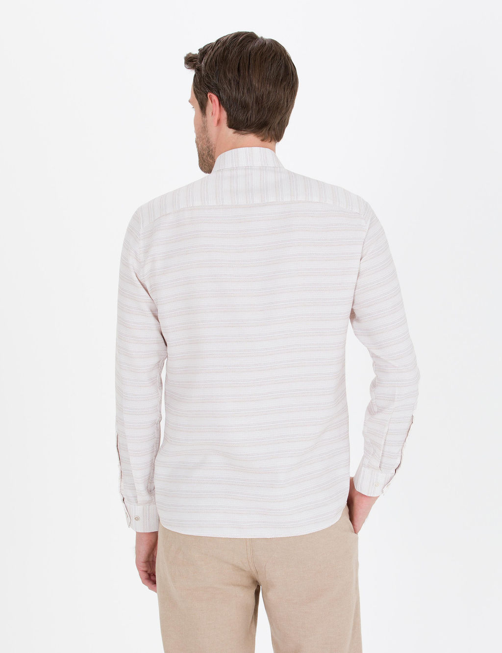 Bej Slim Fit Uzun Kollu G_mlek