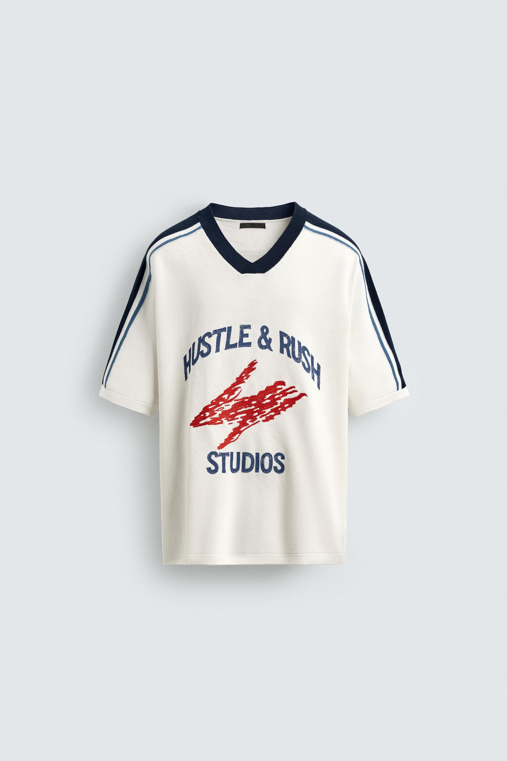 CAMISETA PUNTO RETRO BANDAS / Blanco roto