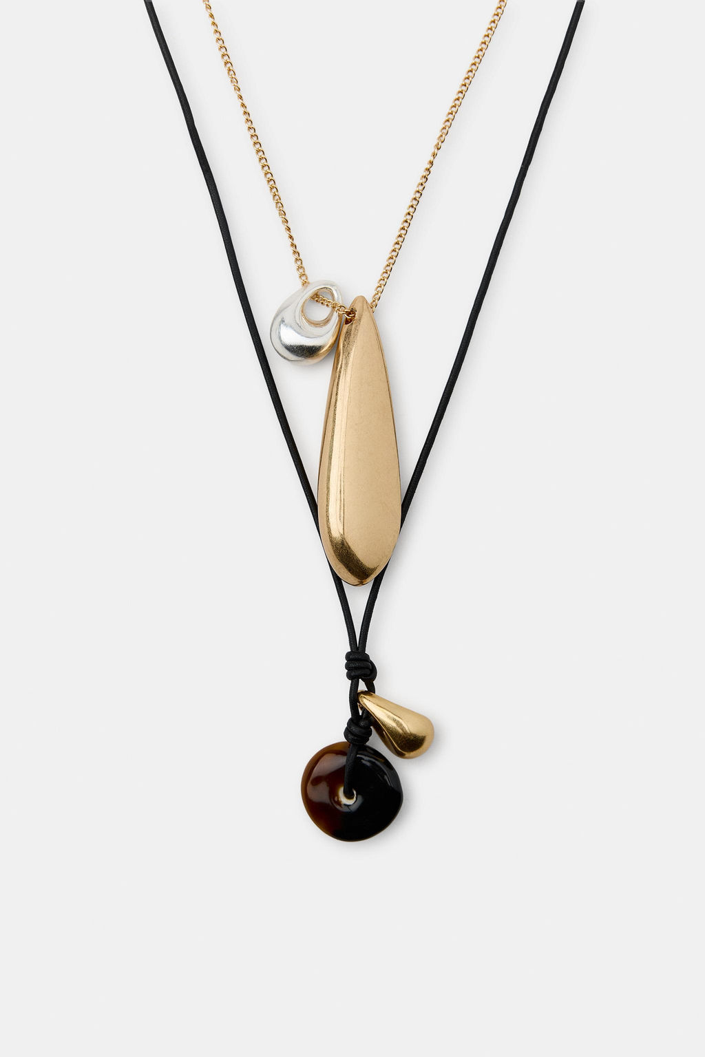 PACK OF 2 TEARDROP CORD NECKLACES - Zara фото 3