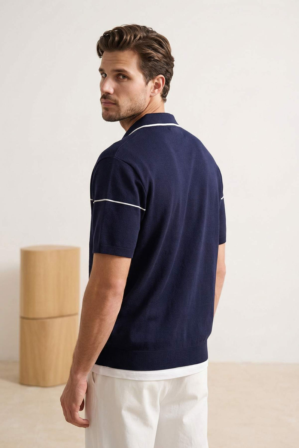 Lacivert Regular/Normal Kesim Biye Detayl? Fermuarl? Triko T-Shirt TMNSS26TS00020 - Trendyolmilla фото 2