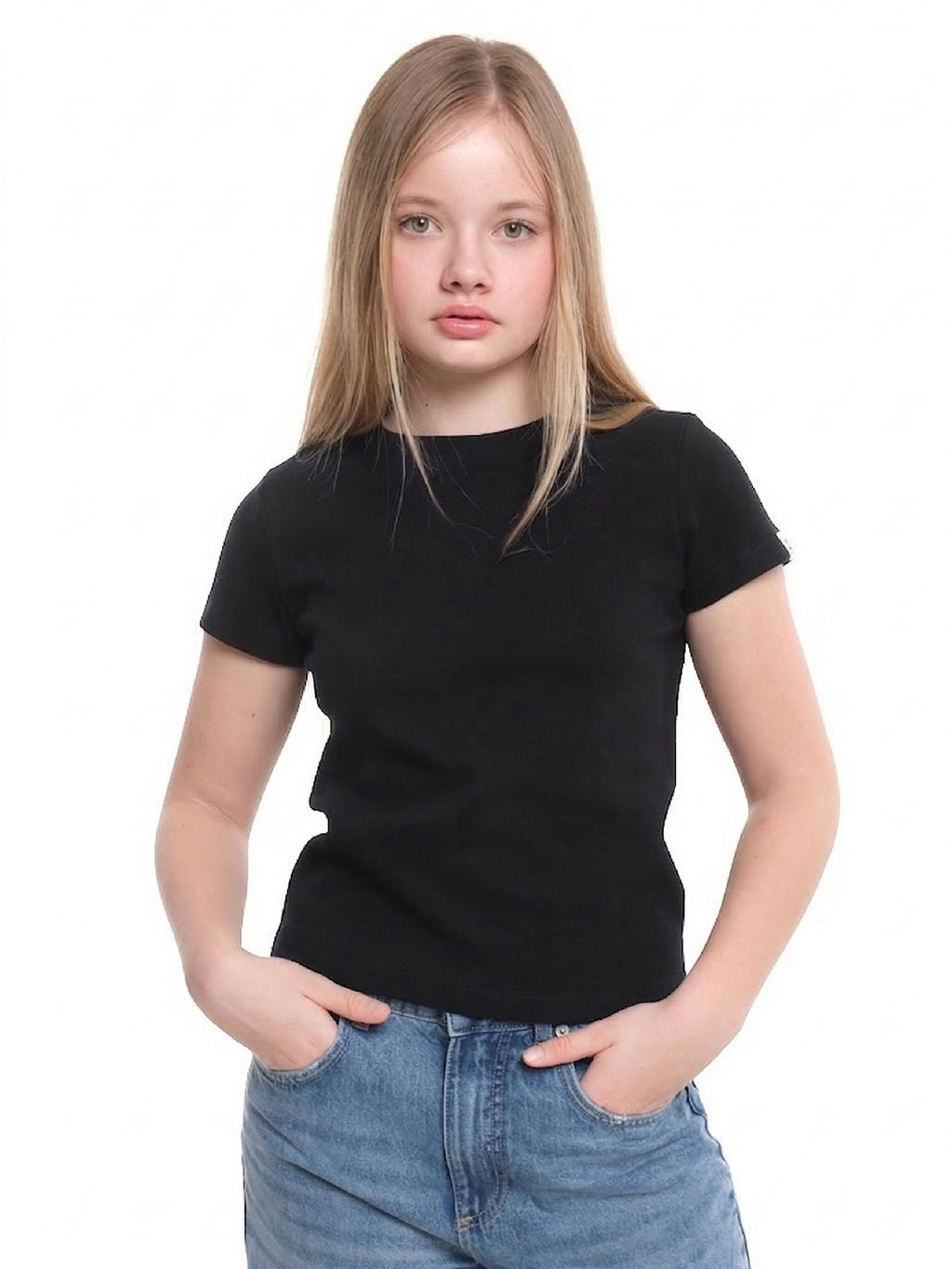 Футболка в рубчик 22-0210 черный